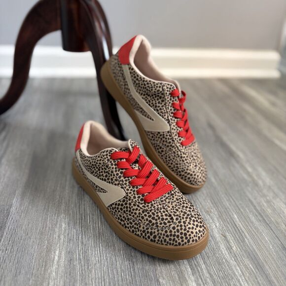 Dolce Vita Shoes - Dolce Vita Voyage Cheetah Print Sneakers Womens Size 7 Red Lace Low Top NWOT